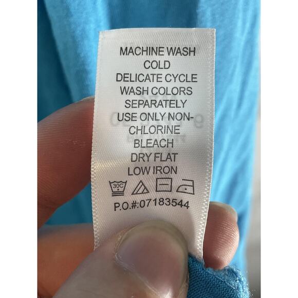 Jessica London Dress Womens 24W Blue Sleeveless Drape Front V Neck A-Line Knit - Picture 7 of 8